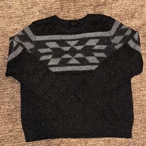 Pendleton Dark Gray Crewneck Sweater with Geometric Design